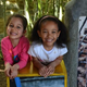 Two young girls enjoy the National Zoo's Easter Monday events near the Jim Schroeder Elephant Overlook at the park.
Emiley Mallory